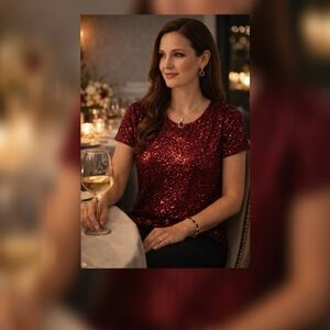 THE LIMITED Garnet Sequin Top NWT XL